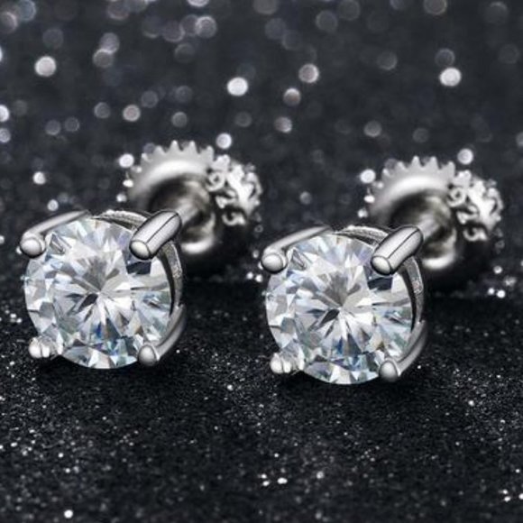 Jewelry - Certified 2ct. t.w. Moissanite Diamond Round Stud Earrings NEW